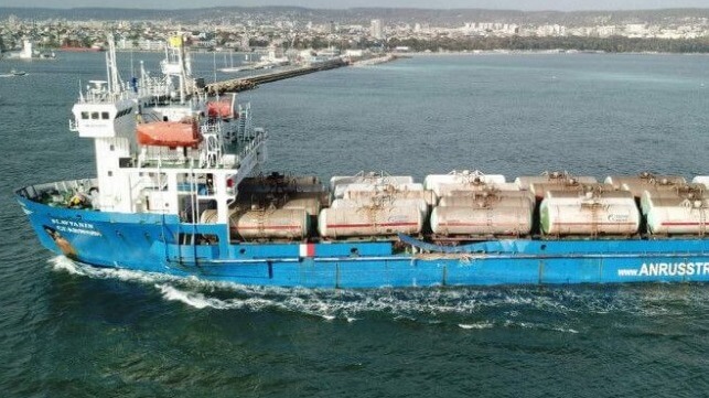 damaged Russian cargo ship