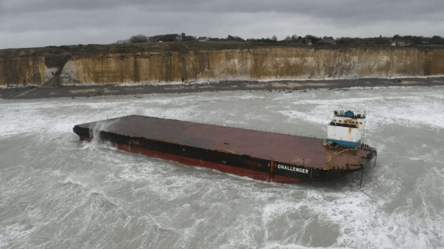 Grounded barge