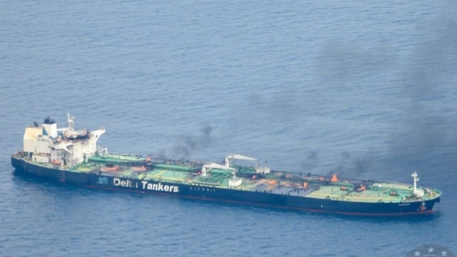 burning tanker