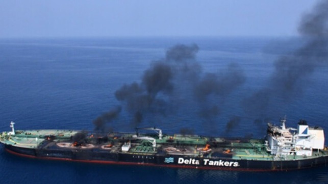 burning tanker