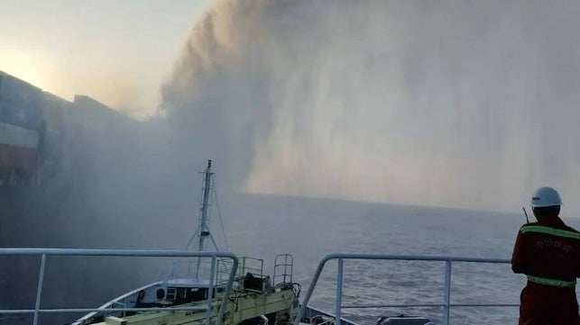 container fire at sea