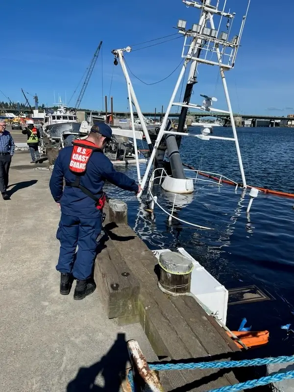 Pioneering Crab Boat F/V North American Sinks at the Pier