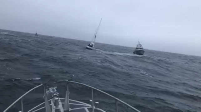 USCG Rescues Sailboat in a Gale off Newport