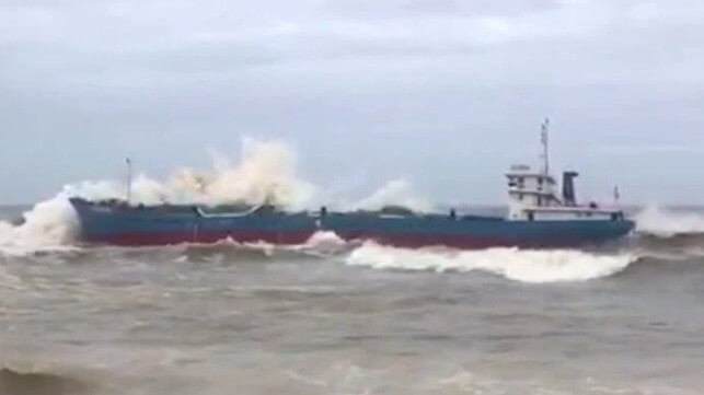 Vietnamese cargo ship washed ashore