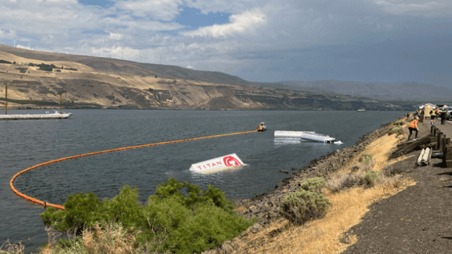 Tanker truck in the water