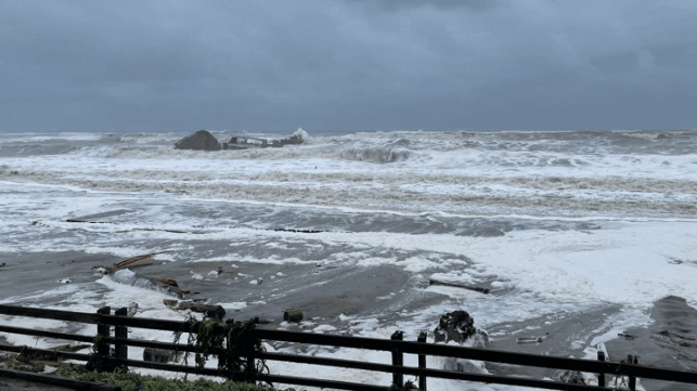 Heavy wave action along the shore at Santa Cruz, December 23 (Central Fire District of Santa Cruz County)