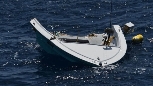 The bow section of the fishing boat Desakata (NTSB)