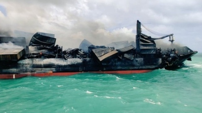 fire reduced on containership