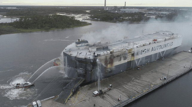 Car carrier fire