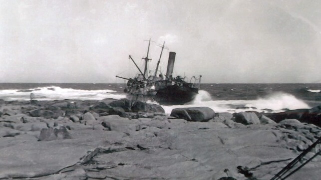 The wrecked freighter Kapara on Flinders Island, 1942