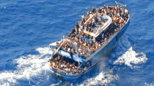 Migrant boat off Greece