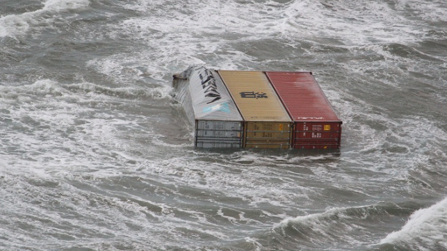 survey finds the number of containers lost overboard declining and outlines initiatives to improve shipping safety