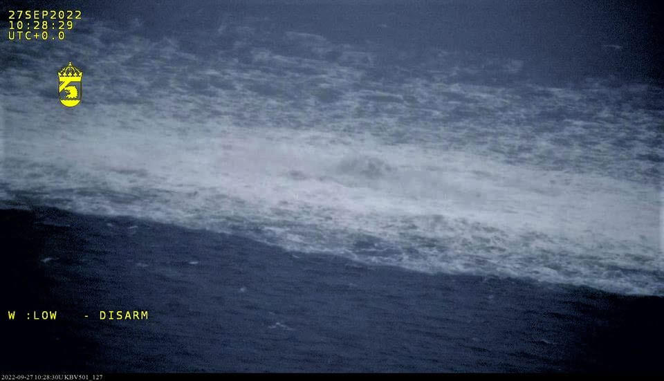 Gas erupts from the Nord Stream II gas pipeline in the Baltic, September 2022 (Swedish Coast Guard)