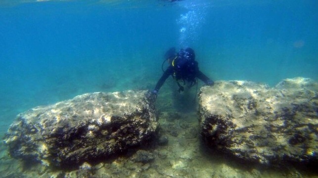 submerged stone pier blocks