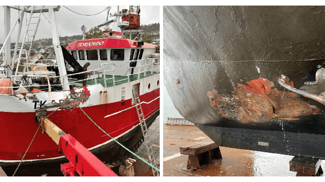 Hull damage to trawler Tornado 