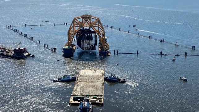 Heavy Lift Barge Departs Golden Ray Site After Yearlong Wreck Removal