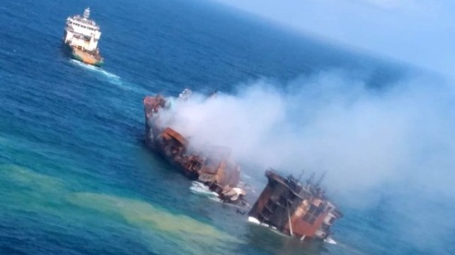 containership sinking off Sri Lanka