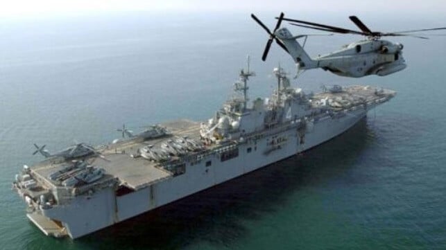 USS Boxer with helicopter