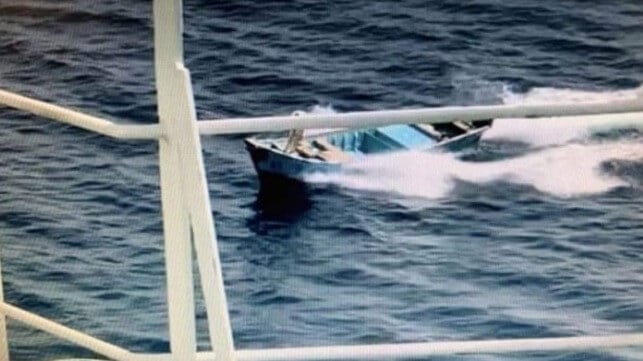 File image: A Houthi unmanned bomb boat approaches a Saudi tanker, 2020 (Saudi Alliance)