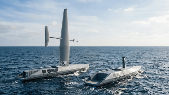 With sail, left, and without (Courtesy Saildrone)