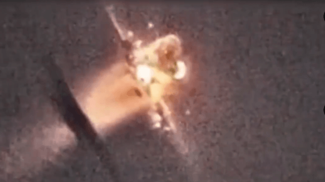 A still from an Israeli drone video of the attack on IRINS Deylaman off Bandar Anzali, March 18 (Israel MoD)