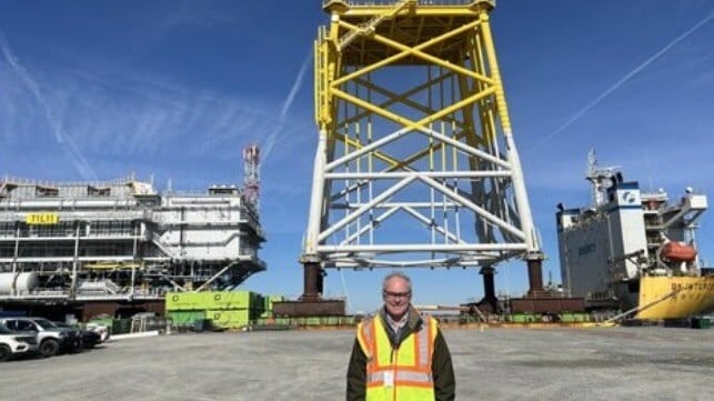 offshore wind farm components prepared for installation