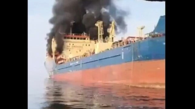 Damage to the tanker Skylight off Oman, March 2026 (Omani social media)
