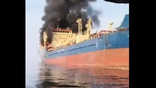 tanker on fire