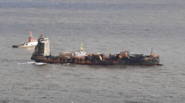 containership fire after collision 