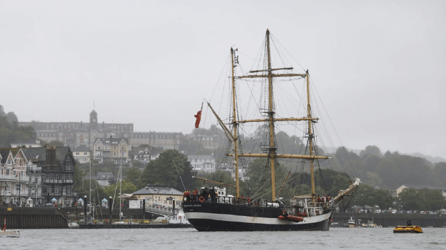 Sail training ship Pelican of London on the Dart (Royal Navy)