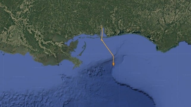 USNS Mercy headed southbound towards the Yucatan Channel, February 24 (Pole Star Global)