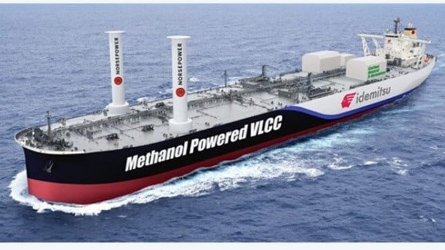 VLCC tanker with wind rotors
