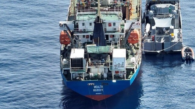 cargo ship intercepted in the Solomon Islands