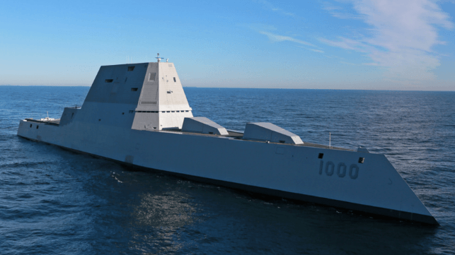 USS Zumwalt on her initial sea trials (USN file image)