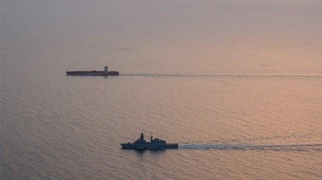 containership with escort