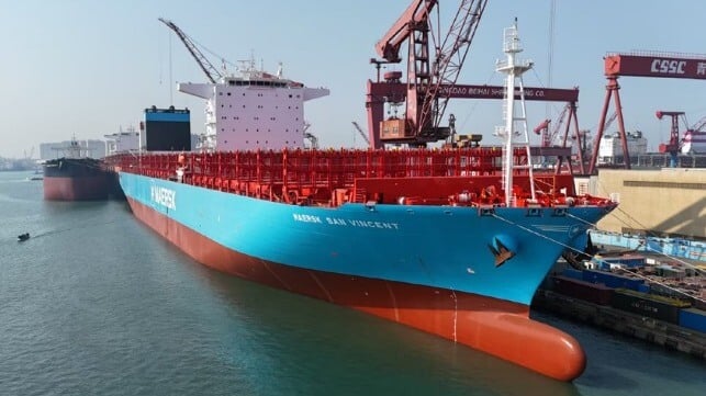Maersk containership at shipyard
