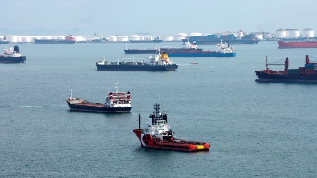 Ships with petroleum tank farms